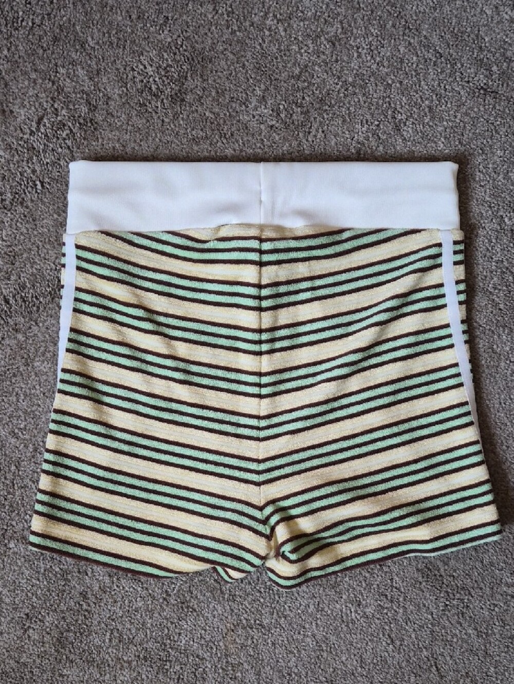 NWT adidas Originals Cream and Mint Striped Athletic Booty Shorts - Picture 2 of 4